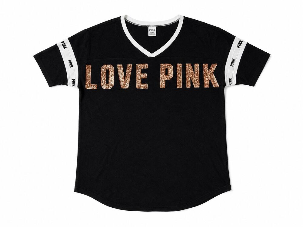 PINK Victoria’s Secret Love Pink Sequin Tee L